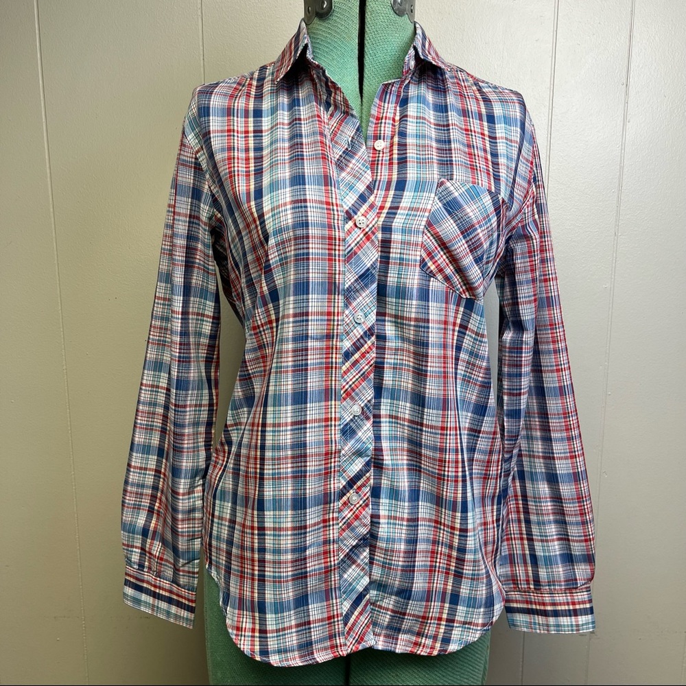 Vintage 1980's Pierre Cardin Classic Plaid Button Up Shirt